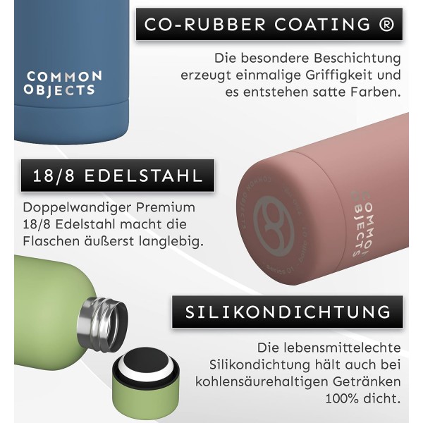 Common Objects 마시는 병 스테인레스 스틸 750 ml | 누출 방지 보온 보온병 | 탄산수 병 적합 | 보온병 스포츠병 | 사무실, 체육관, 야외 | THE ORIGINAL 알파인 화이트 750ml