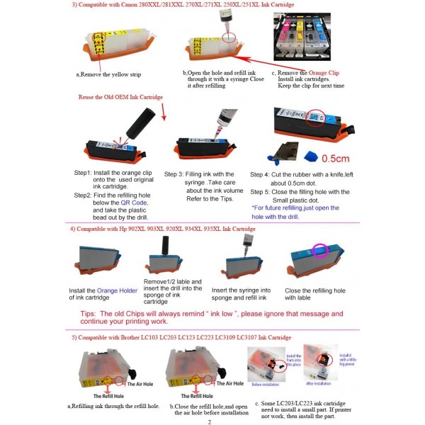 HEMAINK 리필 가능 잉크 카트리지 및 PGI-580XXL CLI-581XXL과 호환되는 5병 잉크, Pixma TS6150 TS6151 TS6250 TS6251 TS6350 TS6351 TS705 TR7550 TR8550 TS911 프린터