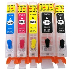 HEMAINK 리필 가능 잉크 카트리지 및 PGI-580XXL CLI-581XXL과 호환되는 5병 잉크, Pixma TS6150 TS6151 TS6250 TS6251 TS6350 TS6351 TS705 TR7550 TR8550 TS911 프린터