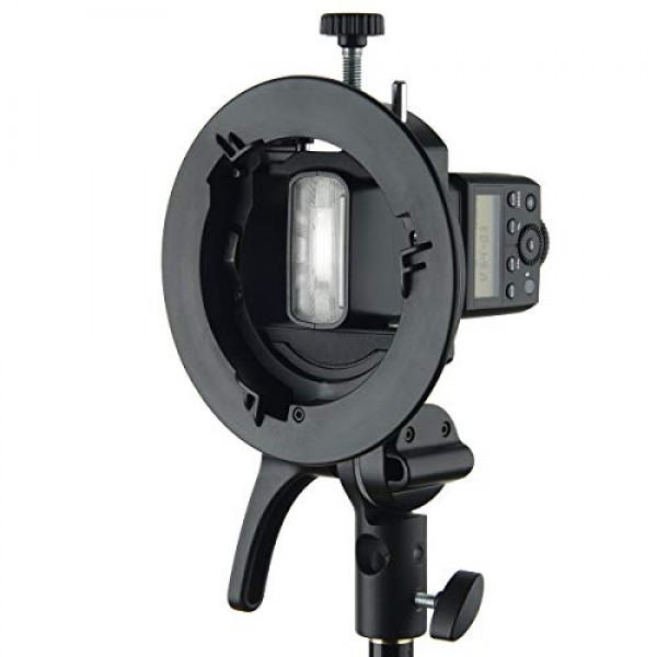 Godox S2 S형 브래킷 Bowens 마운트 Godox V1 AD200Pro AD400Pro AD200 V860II TT685 TT600 TT350, 대형 조정 핸들, 통합 우산 마운트 및 더욱 컴팩트한 호환 가능