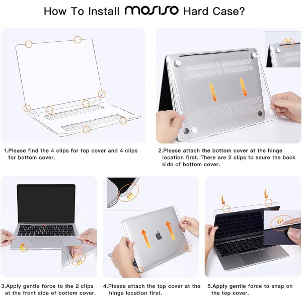 MOSISO 케이스 MacBook Pro 13 인치 2023 2022 2021-2016 M2 M1 A2338/A2289/A2251/A2159/A1989/A1706/A1708, 플라스틱 하드 쉘 및 키보드 보호기 및 화면 보호기 및 보관 가방, Crystal Clear와 호환 