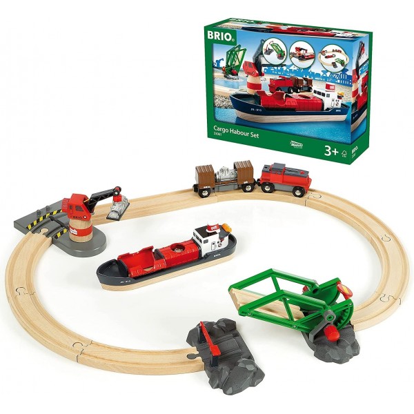 BRIO World Railway Harbour Cargo Set for Kids Age 3세 이상 - 모든 BRIO 열차 및 액세서리와 호환 가능