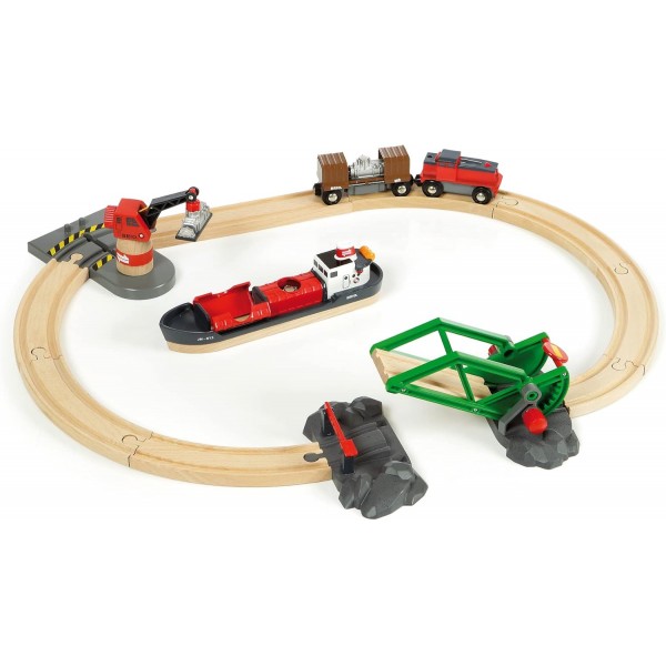 BRIO World Railway Harbour Cargo Set for Kids Age 3세 이상 - 모든 BRIO 열차 및 액세서리와 호환 가능