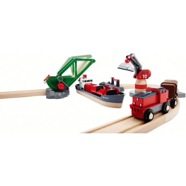 BRIO World Railway Harbour Cargo Set for Kids Age 3세 이상 - 모든 BRIO 열차 및 액세서리와 호환 가능
