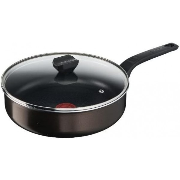 Tefal Easy Cook & Clean 캐서롤 26cm 논스틱 + 인덕션을 제외한 모든 유형의 쿠커용 뚜껑 B5543302, 알루미늄,