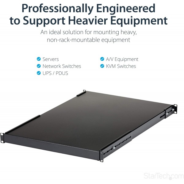 StarTech.com 1U 조절식 서버 랙 마운트 선반 - 175lbs - 19.5~38인치 19