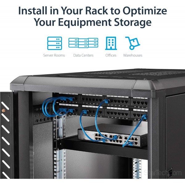 StarTech.com 1U 조절식 서버 랙 마운트 선반 - 175lbs - 19.5~38인치 19