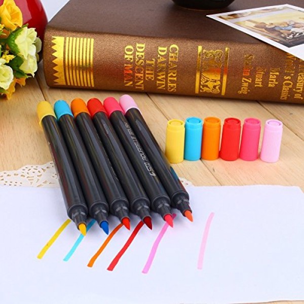 Yosoo 12/24/36/48 STA 마커 라이벌 신한 터치 브러시 스케치 펜 그래픽 수성 브러시 렌더링 성인용 색칠하기 책(12색)