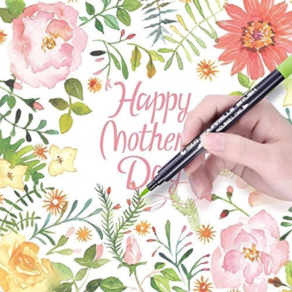 Yosoo 12/24/36/48 STA 마커 라이벌 신한 터치 브러시 스케치 펜 그래픽 수성 브러시 렌더링 성인용 색칠하기 책(12색)