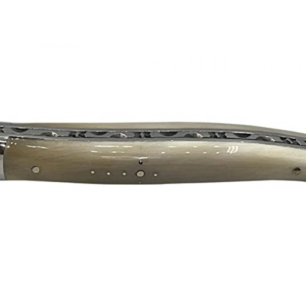 Laguiole en Aubrac 럭셔리 완전 단조 풀 탱 스테인레스 스틸 스테이크 나이프 솔리드 혼 핸들, 스테인레스 스틸 광택 볼스터가 포함된 4피스 세트