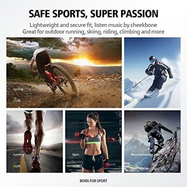 VIDONN 골전도 헤드폰, 달리기, 사이클링, 달리기, 파란색용 F1 개방형 블루투스 무선 골전도 헤드폰