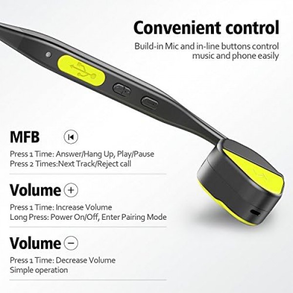 VIDONN 골전도 헤드폰, 달리기, 사이클링, 달리기, 파란색용 F1 개방형 블루투스 무선 골전도 헤드폰