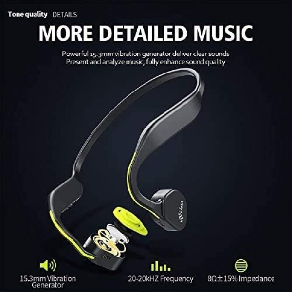 VIDONN 골전도 헤드폰, 달리기, 사이클링, 달리기, 파란색용 F1 개방형 블루투스 무선 골전도 헤드폰