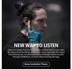 VIDONN 골전도 헤드폰, 달리기, 사이클링, 달리기, 파란색용 F1 개방형 블루투스 무선 골전도 헤드폰