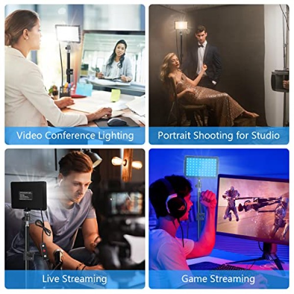2팩 70 LED 비디오 조명(160cm 삼각대 포함), Obeamiu 5600K USB 스튜디오 조명 세트(테이블 플랫 앵글 촬영, 다채로운 조명, 제품 인물 사진, YouTube 비디오 사진, USB 충전기용)