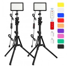 2팩 70 LED 비디오 조명(160cm 삼각대 포함), Obeamiu 5600K USB 스튜디오 조명 세트(테이블 플랫 앵글 촬영, 다채로운 조명, 제품 인물 사진, YouTube 비디오 사진, USB 충전기용)