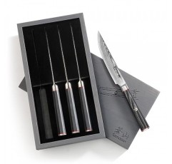 Cangshan YARI 시리즈 501325 X-7 다마스커스 강철 4피스 고급 가장자리 스테이크 칼 세트(재나무 상자 포함)
