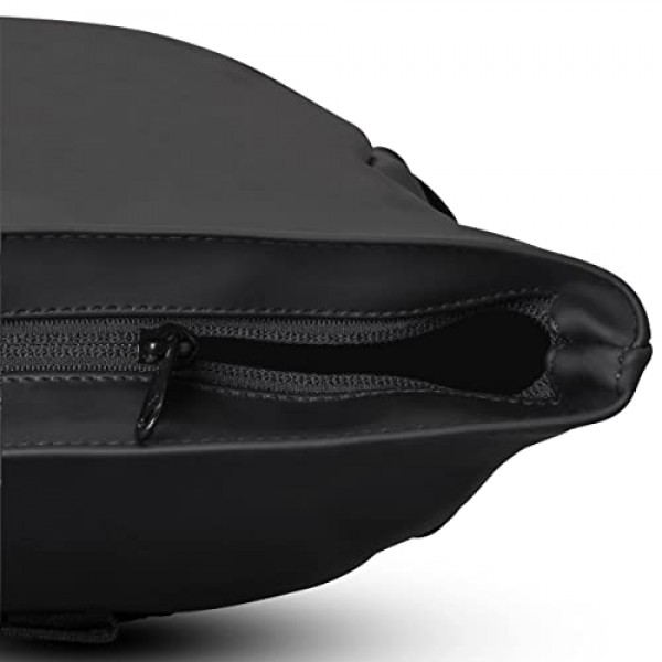 Johnny Urban Backpack 여성 및 남성 - Harvey - Uni Business City용 노트북 수납 공간이 있는 롤탑 - 15L - 무광 PU 코팅 - 방수 블랙
