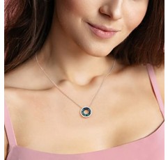 LOUISA SECRET 목걸이 여성용 925 스털링 실버 영원한 사랑 라운드 크리스탈 펜던트 45 cm 여자 친구를 위한 조절 가능한 여성 주얼리 어머니의 날 기념일 크리스마스 발렌