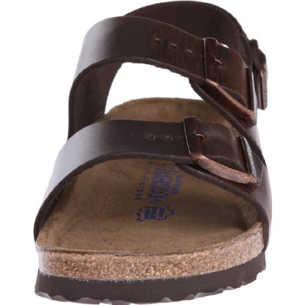 Birkenstock 남성용 아말피 가죽 소프트 풋베드 밀라노 샌들