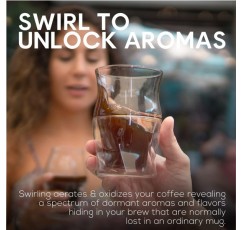 AVENSI 커피 강화 유리컵 - 스타터 세트: 펠트 컵받침, 폴리싱 천 및 브루 가이드가 포함된 2잔(2X VIDA)