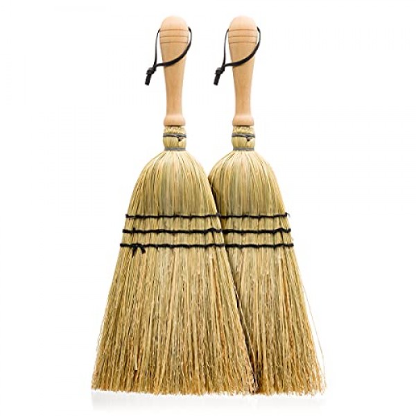 나무 손잡이가 있는 Redecker 핸드 브러시, 볏짚, 기름칠한 너도밤나무, 2개 세트, 17인치