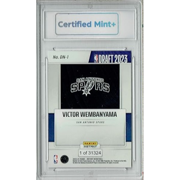 인증된 새 상품+ 빅터 웸바야마 2023 파니니 인스턴트 #DN-1 NBA 드래프트 1/31324 샌안토니오 스퍼스 프로 루키 카드