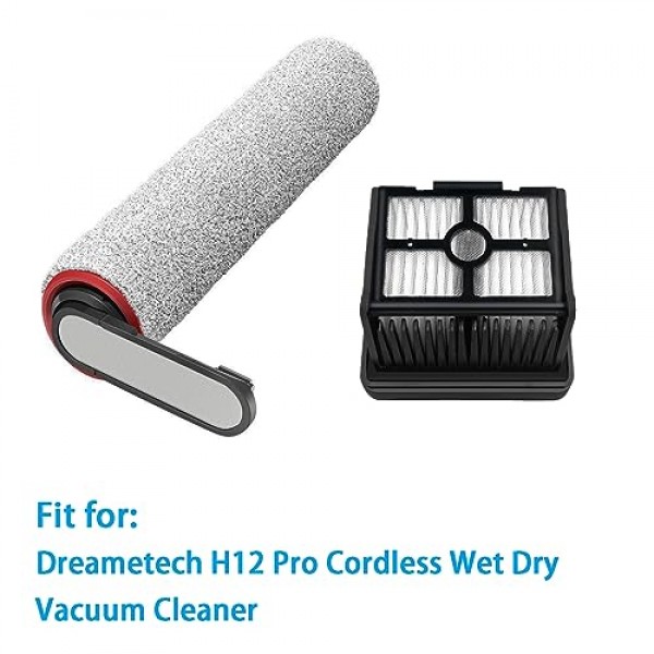 Dreametech H12 Pro 무선 습식 건식 진공 청소기 교체 부품과 호환되는 필터 롤러 브러시 액세서리 키트(브러시 롤러 2개 + HEPA 필터 2개 + 청소 브러시 ​​1개)