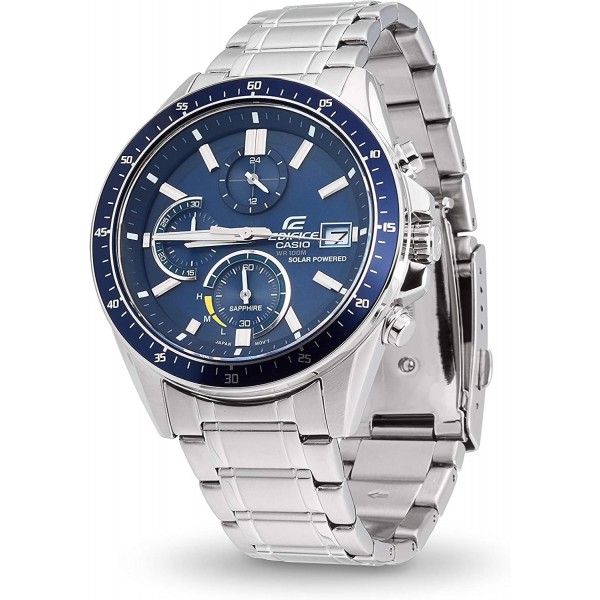 카시오 남성용 크로노그래프 솔라 시계 스테인리스 스틸 브레이슬릿 EFS-S510D-2AVUEF
