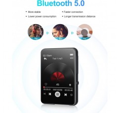 32GB MP3 플레이어 Bluetooth 5.0, HiFi 무손실 사운드 음악 플레이어, 스피커, 음성 녹음기, FM 라디오, 2.4인치 풀 터치 스크린 메탈 바디 MP3, 최대 128GB 다크 블랙/32GB 지원