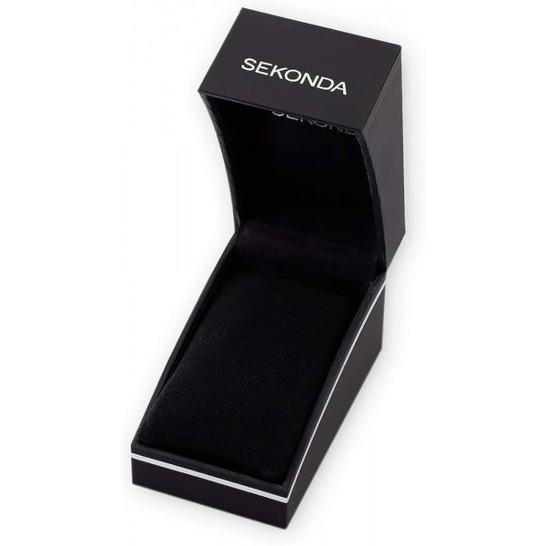 Sekonda Easy Read 남성용 아날로그 쿼츠 시계, 화이트 다이얼 및 블랙 가죽 스트랩 1530