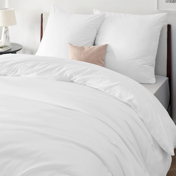 Bedsure Duvet Cover 155x220 White Duvet Cover - Bedding Sets 155 x 220 with 80x80 cm 베갯잇, Microfiber Duvet Cover Set for Double Bed with Zipper 155 x 220 cm White