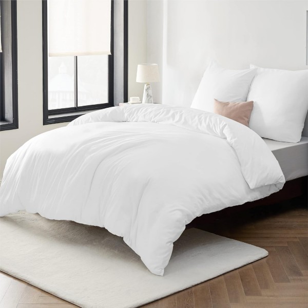 Bedsure Duvet Cover 155x220 White Duvet Cover - Bedding Sets 155 x 220 with 80x80 cm 베갯잇, Microfiber Duvet Cover Set for Double Bed with Zipper 155 x 220 cm White