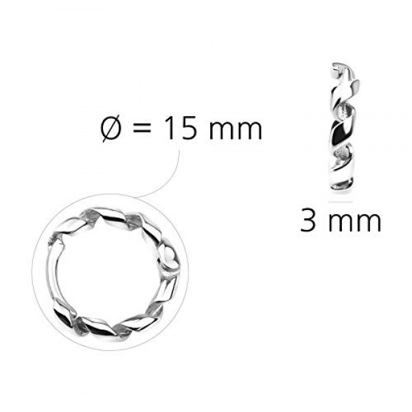 SOFIA MILANI 20725 여성용 귀걸이, 925 실버, 작고 얇고 곡선형 후프 귀걸이