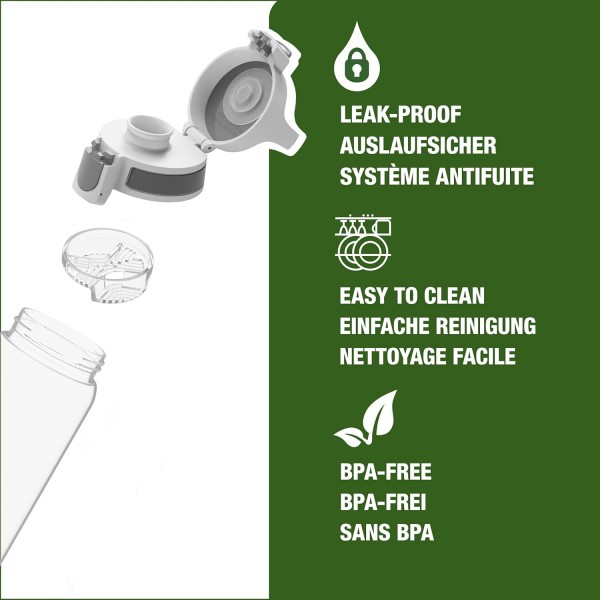 SIGG - Tritan 물병 - Total Clear ONE - 탄산 음료에 적합 - 식기세척기 사용 가능 - 누수 방지 - 가벼운 깃털 - 긁힘 방지 - BPA 프리 - 0.5L 진회색 Tritan Renew Single