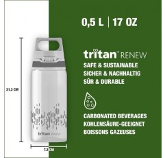 SIGG - Tritan 물병 - Total Clear ONE - 탄산 음료에 적합 - 식기세척기 사용 가능 - 누수 방지 - 가벼운 깃털 - 긁힘 방지 - BPA 프리 - 0.5L 진회색 Tritan Renew Single