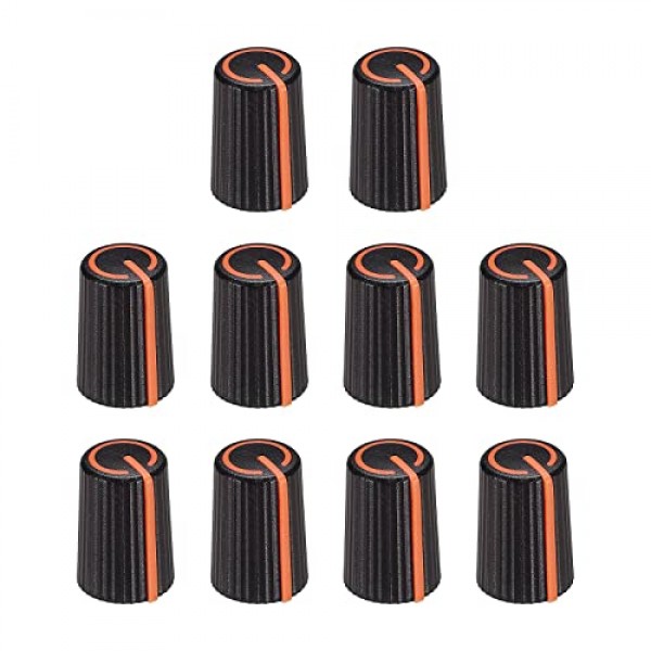 MECCANIXITY 전위차계 제어 손잡이 ABS 기타 손잡이 6mm D 형 샤프트 일렉트릭 기타 전력 증폭기 스테레오,베이스 볼륨 톤 270 회전 손잡이 블랙 오렌지 10PCS