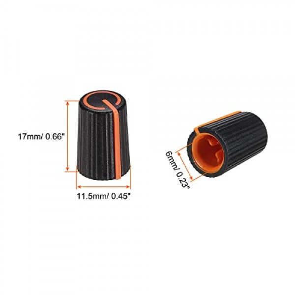 MECCANIXITY 전위차계 제어 손잡이 ABS 기타 손잡이 6mm D 형 샤프트 일렉트릭 기타 전력 증폭기 스테레오,베이스 볼륨 톤 270 회전 손잡이 블랙 오렌지 10PCS