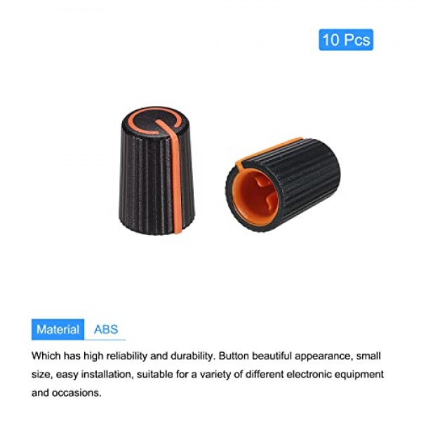 MECCANIXITY 전위차계 제어 손잡이 ABS 기타 손잡이 6mm D 형 샤프트 일렉트릭 기타 전력 증폭기 스테레오,베이스 볼륨 톤 270 회전 손잡이 블랙 오렌지 10PCS