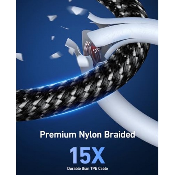 iPhone 케이블 고속 충전 6피트 USB C 번개 케이블 3팩 6피트 나일론 편조 유형 C iPhone 코드 iPhone 14 13 12 11 Pro Max Mini 8 Plus SE iPad 등과 호환 가능