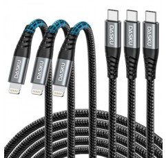 iPhone 케이블 고속 충전 6피트 USB C 번개 케이블 3팩 6피트 나일론 편조 유형 C iPhone 코드 iPhone 14 13 12 11 Pro Max Mini 8 Plus SE iPad 등과 호환 가능