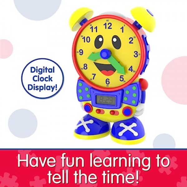 The Learning Journey Telly The Teaching Time Clock - 두 개의 퀴즈 모드와 야간 조명이 있는 전자식 아날로그 및 디지털 시각 보조 장치 - 시간을 알려주는 교육용 시계 - 수상 경력