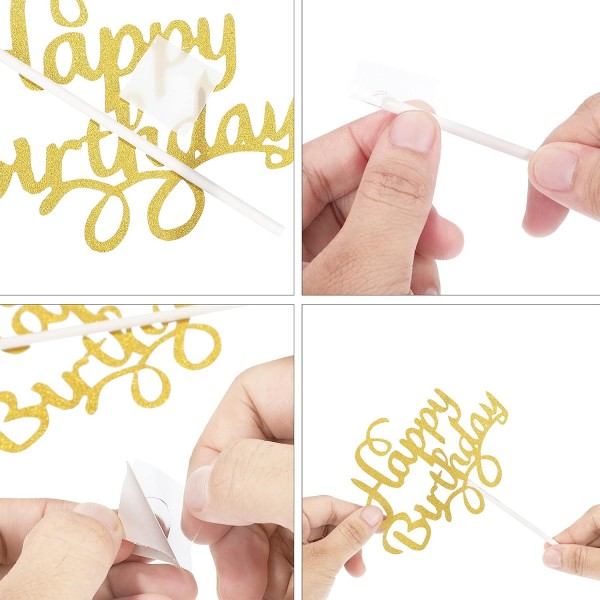 25 Pcs 생일 축하 케이크 Toppers 반짝이 컵케익 Toppers 생일 케이크 토퍼 생일 파티 용품, 5 색 추천