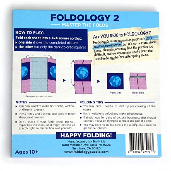 FOLDOLOGY 2 - Master The Folds(확장 팩). 10대, 10대, 성인을 위한 퍼즐 게임. 100개의 종이접기 두뇌티저. 10세 이상