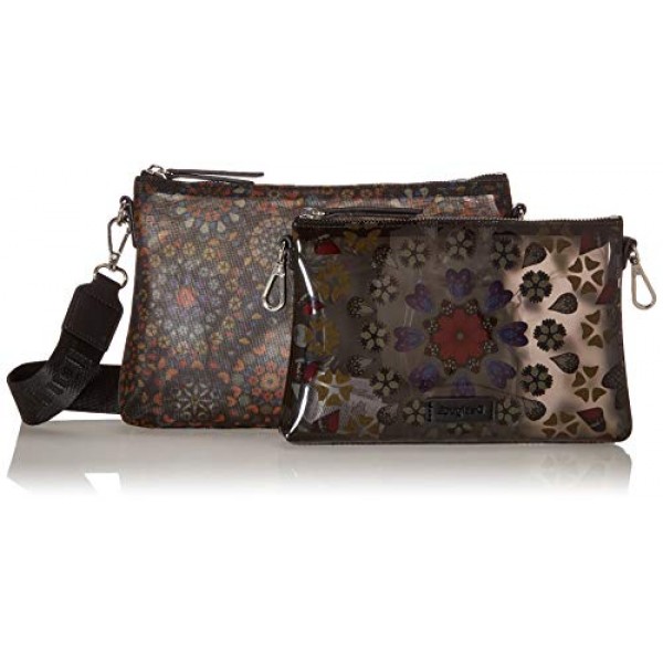 Desigual 여성용 패브릭 크로스 바디 백, 블랙, U, 블랙