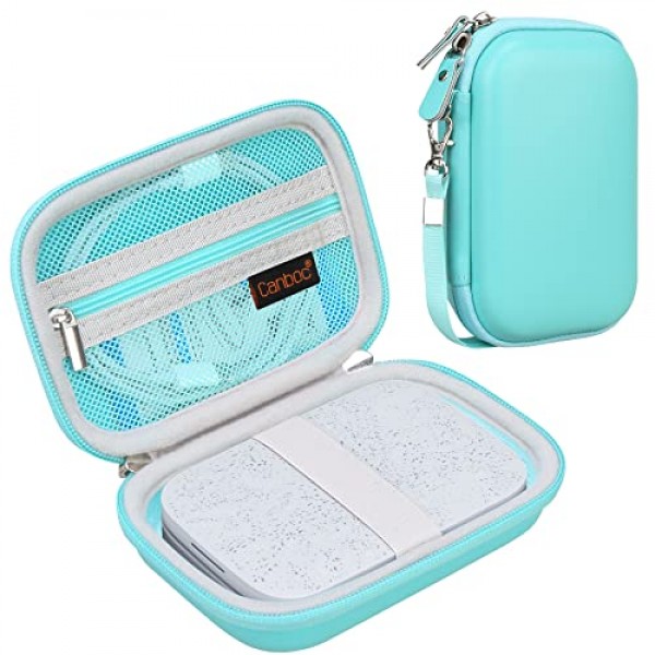 HP Sprocket 휴대용 2x3 인스턴트 포토 프린터용 Canboc 휴대용 케이스, Kodak Step 무선 모바일 포토 프린터, Lifeprint 2x3 포토 프린터, 인화지 케이블에 맞는 지퍼 메쉬 백, 녹색