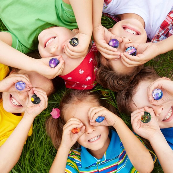 Flummi Flummies for children 어린이 생일 파티 경품 파티 선물 고무 공 어린이 탄력 공 세트 Pinata Advent 달력 채우기 여러 가지 빛깔의 25 조각 행성 32mm