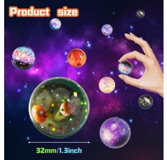 Flummi Flummies for children 어린이 생일 파티 경품 파티 선물 고무 공 어린이 탄력 공 세트 Pinata Advent 달력 채우기 여러 가지 빛깔의 25 조각 행성 32mm