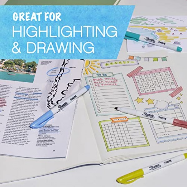 SHARPIE S-Note 크리에이티브 마커, 하이라이터, 다양한 색상, 끌 팁, 24개