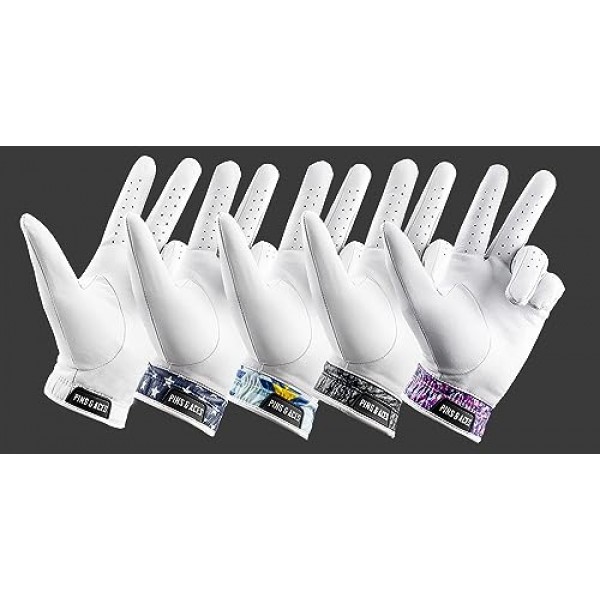 핀 및 에이스 - Palm Sunday 골프 글러브 디자인 - 프리미엄 AAA 카브레타 가죽, 남성 또는 여성을 위한 오래 지속되는 내구성 투어 글러브 - 프리미엄 가죽 골프 글러브 왼